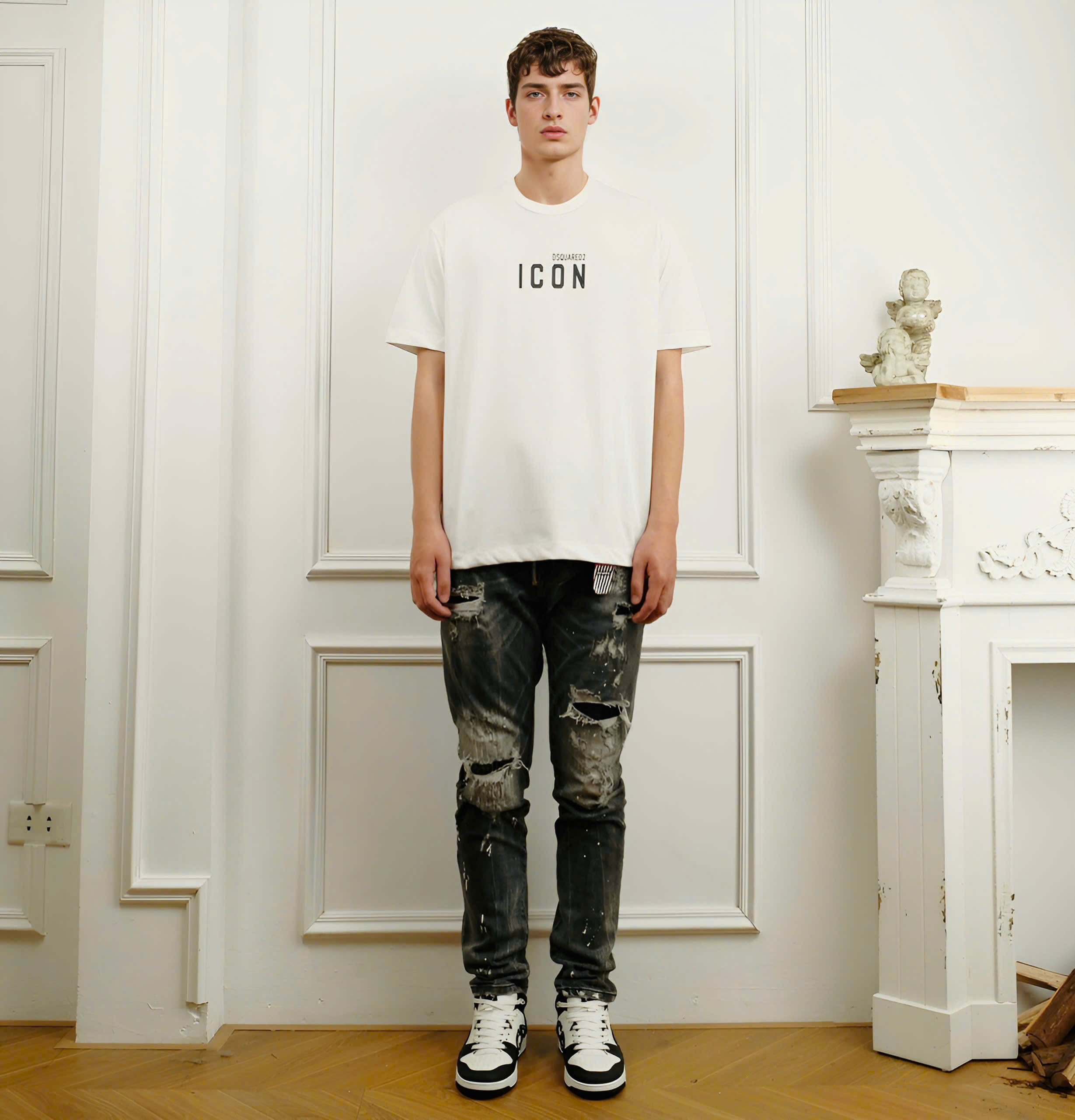 Áo phông T-shirt Dsquared2 DSQ2 Icon logo chữ thêu ngực basic Like Auth on web MK